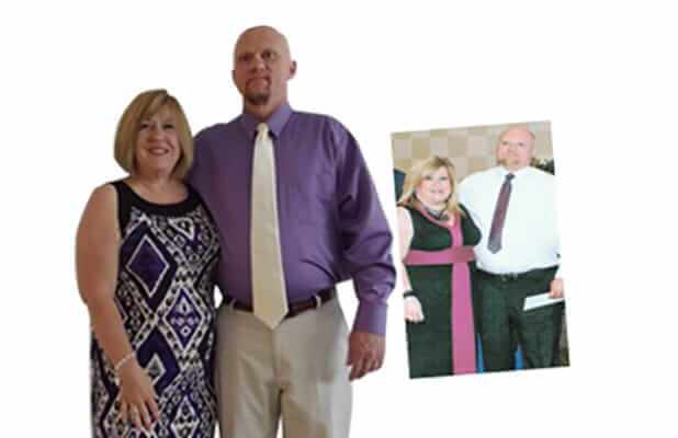 couple posing before and after weight loss