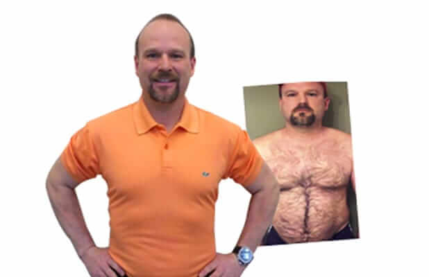 man posing before and after weight loss