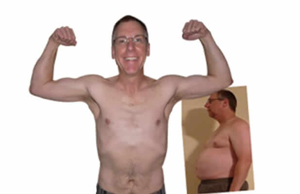 man posing before and after weight loss